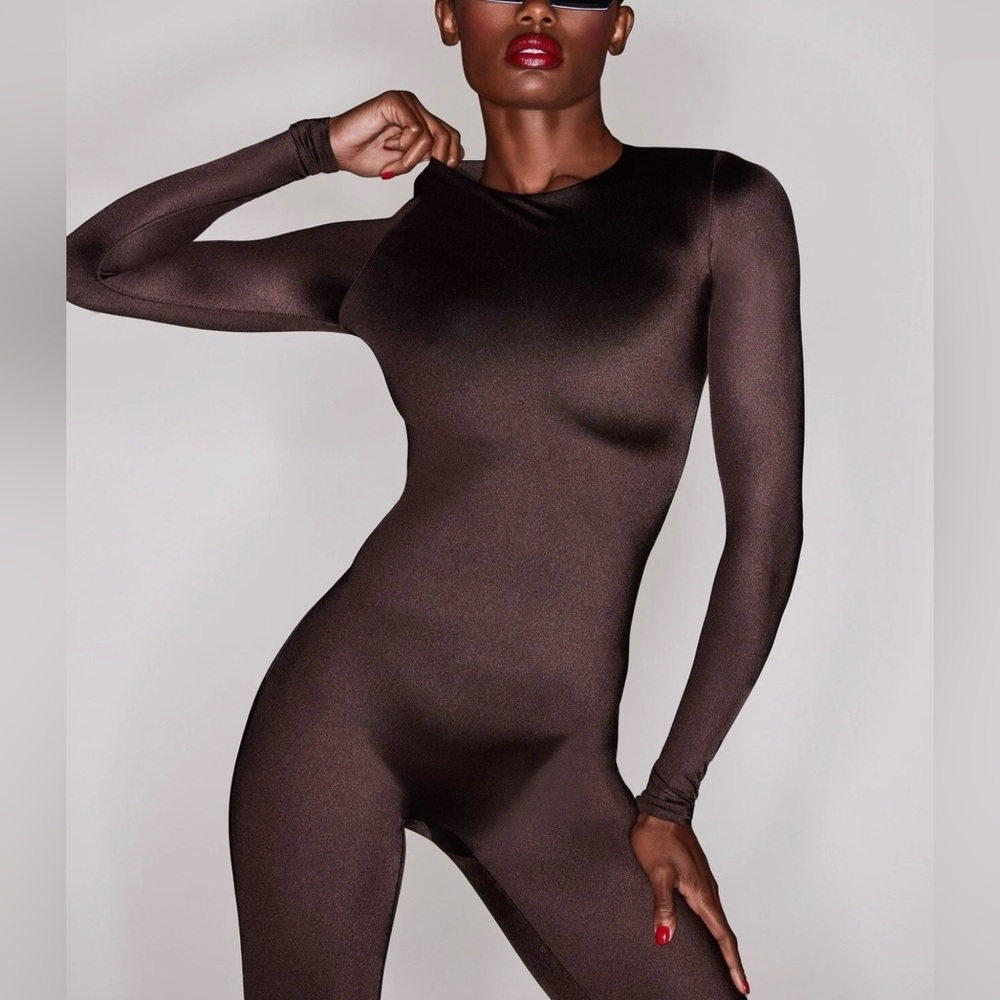SKIMS All in One Long Sleeve Catsuit Jumpsuit Cocoa
